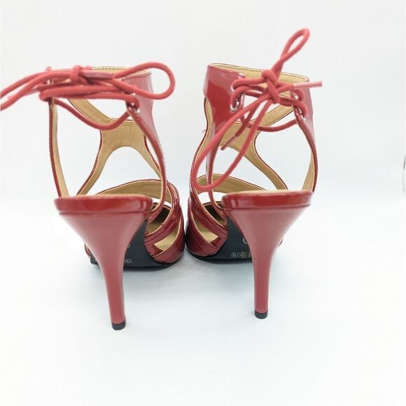 Red patent Chinese Laundry Women's Pointy Toe Ankle Strap Strappy Stiletto Heels - Picture 5 of 13